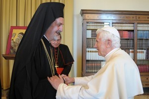 Orthodox rchbishop with Pope June 28 2011.jpg